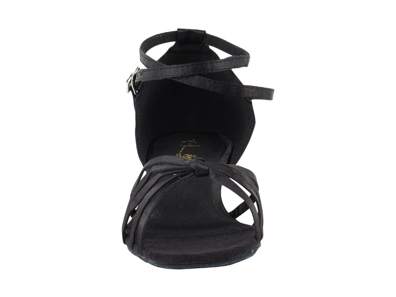 6005FT Black Satin with 1" Flat Heel in the photo