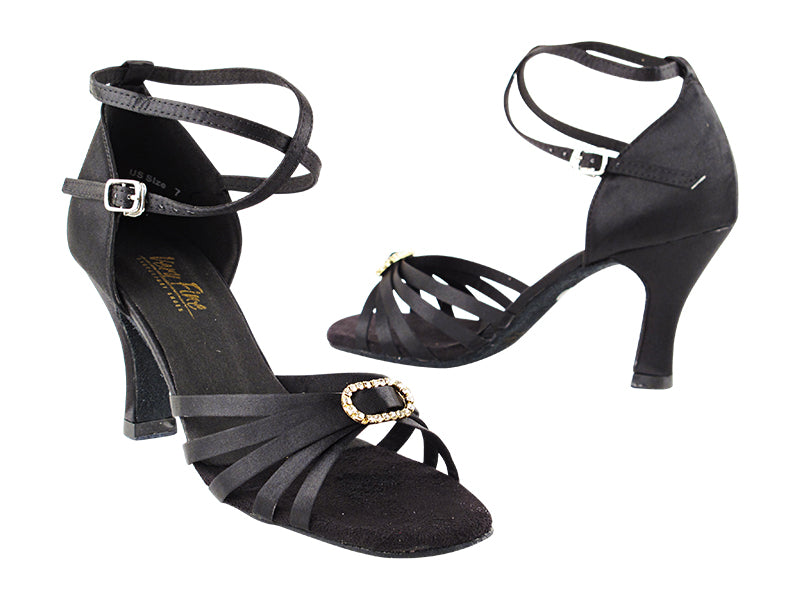 6005 Black Satin & Stone with 3" Heel in the photo
