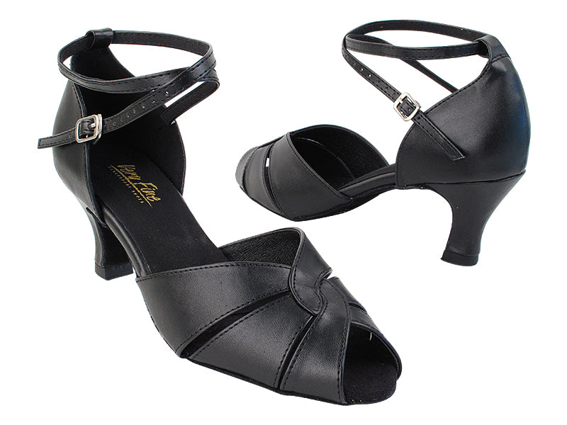 6006 140 Black PU_X-Strap Ankle with 2.5" Low Heel in the photo