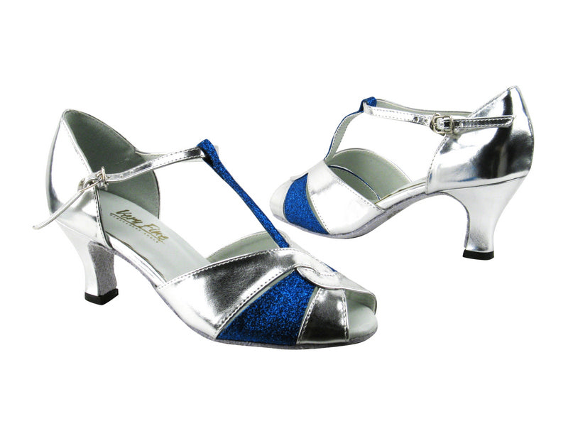 6006 55 Silver Leather_234 Blue Stardust with 2.5" low heel in the photo