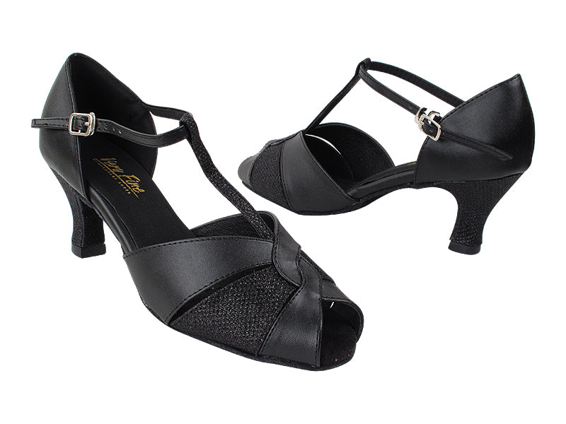 6006 Black Leather_X_B_273 Black Glitter_T_H with 2.5" Low Heel in the photo