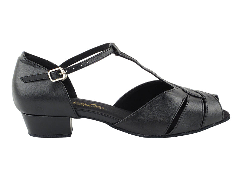 6006FT Black Leather with 1" Flat Heel in the photo