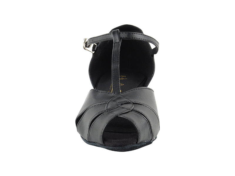 6006FT Black Leather with 1" Flat Heel in the photo