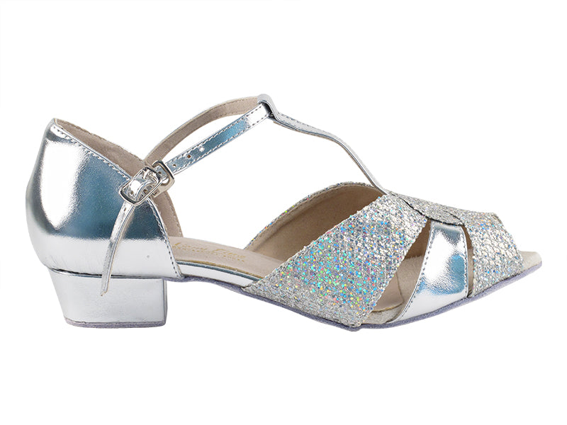 6006FT Silver_Silver Sparklenet with 1" Flat Heel in the photo