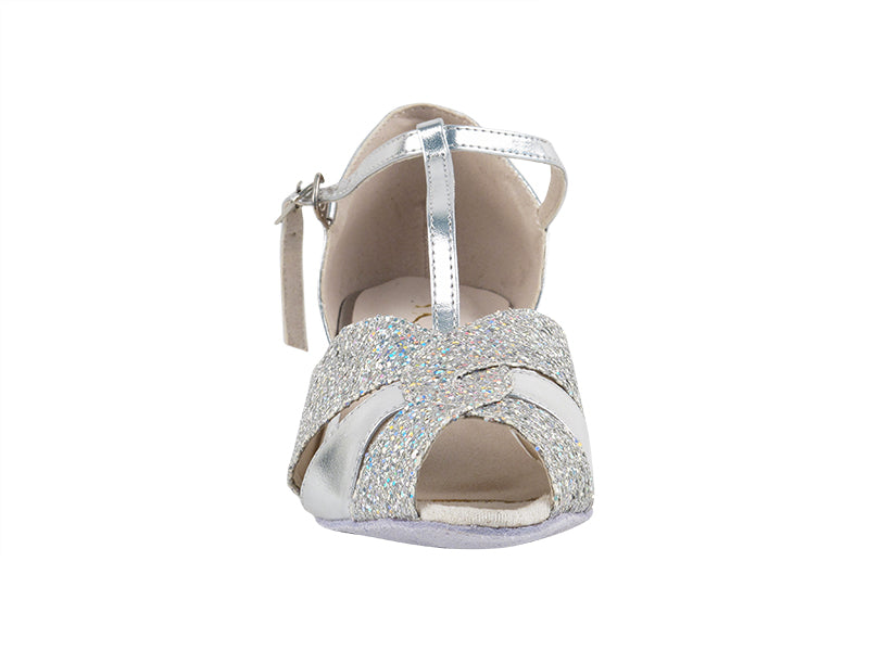6006FT Silver_Silver Sparklenet with 1" Flat Heel in the photo