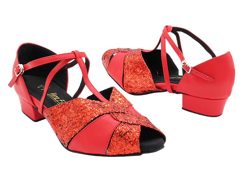 6006X Red Sparkle_Red Leather with 1" Heel (8881) in the photo
