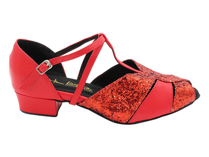 6006X Red Sparkle_Red Leather with 1" Heel (8881) in the photo