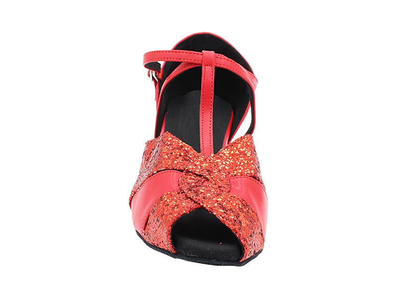 6006X Red Sparkle_Red Leather with 1" Heel (8881) in the photo