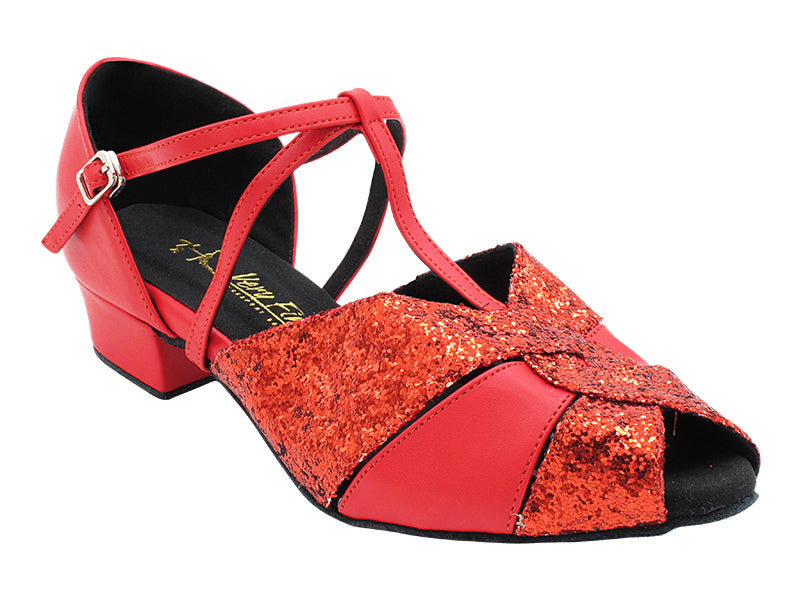 6006X Red Sparkle_Red Leather with 1" Heel (8881) in the photo