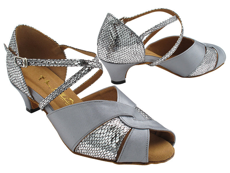 6006X 79 Grey Satin_X_H_71 Snake Silver Black Satin_S with 1.3" Cuban Heel (387) in the photo