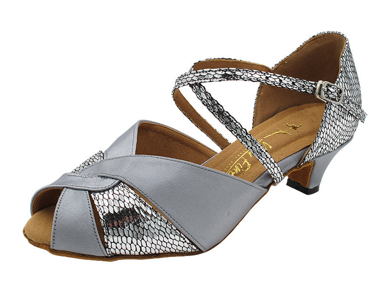 6006X 79 Grey Satin_X_H_71 Snake Silver Black Satin_S with 1.3" Cuban Heel (387) in the photo