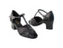 6006 12 Black Sparkle_X_140 Black PU with 2" Thick Cuban Heel in the photo