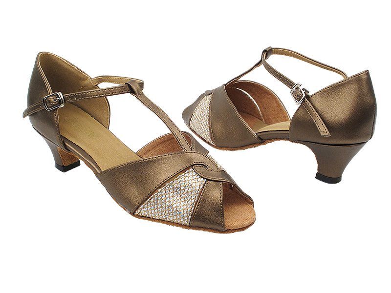 6006 59 Copper Leather_X_74 Gold Sparklenet with 1.3" Cuban Heel in the photo