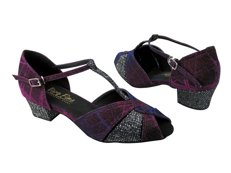 6006 Purple Illusion_Black Sparklenet with 1.5" Medium heel in the photo