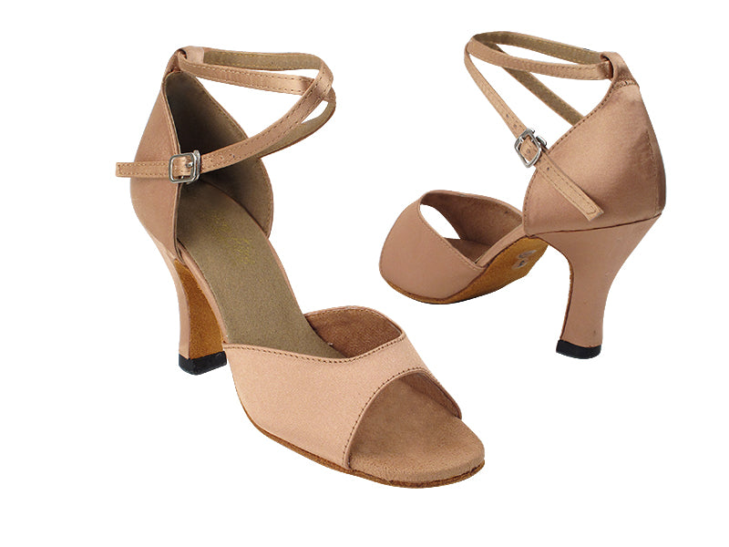 6012 167 Tan Satin with 3" Heel in the photo with 3" Heel in the photo