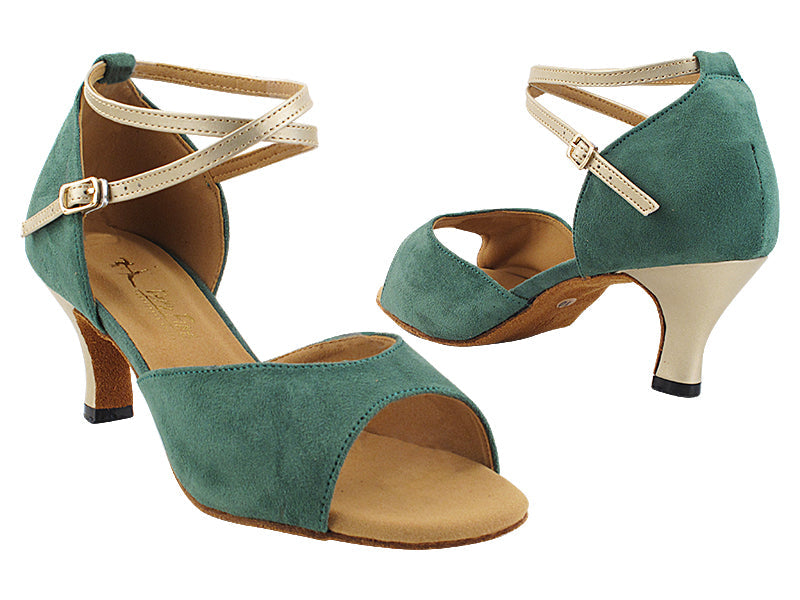 6012LEDSS Green Suede_Light Gold with 2.5" Heel (2899) in the photo