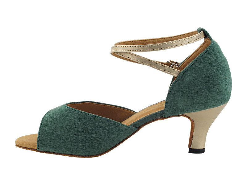 6012LEDSS Green Suede_Light Gold with 2.5" Heel (2899) in the photo