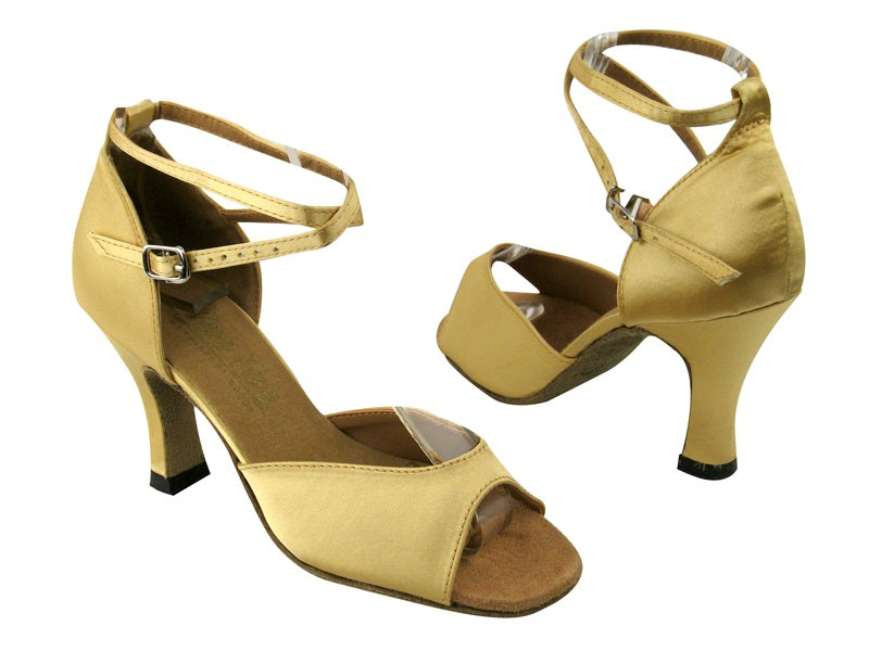 6012 80 Light Gold Satin with 3" heel in the photo