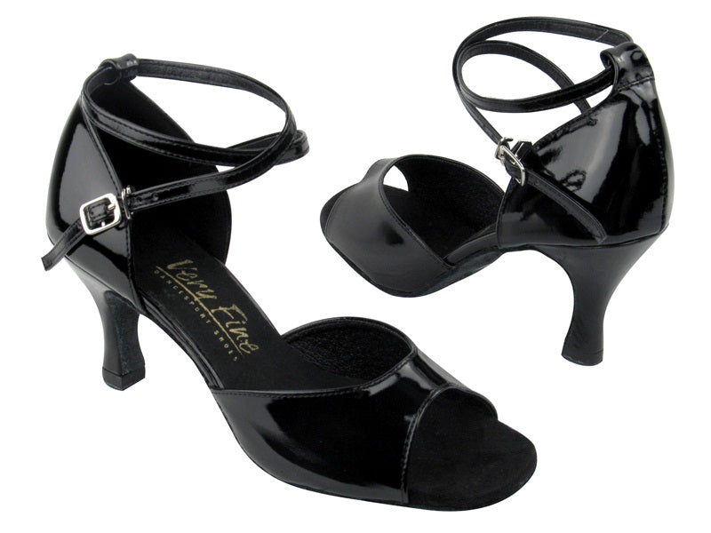 6012 Black Patent with 2.75" Flare heel in the photo