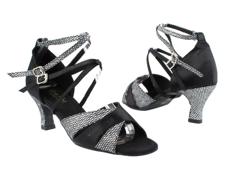 6016 Black Sparklenet_H_Black Satin_5008 BackStrap_No T Strap with 2.5" Heel in the photo