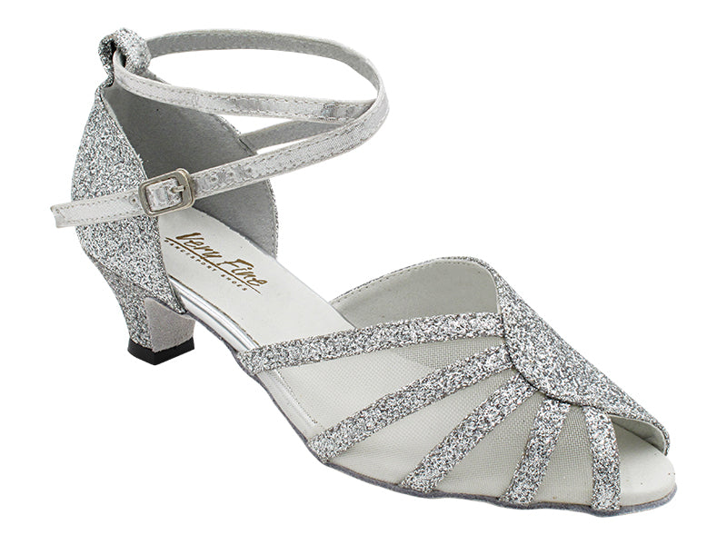 6018 126 Silver Stardust_052 White Mesh with 1.3" Cuban Heel (387) in the photo
