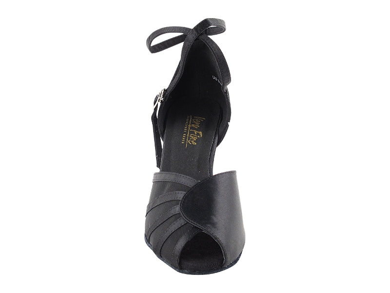 6018 Black Satin & Black Mesh
