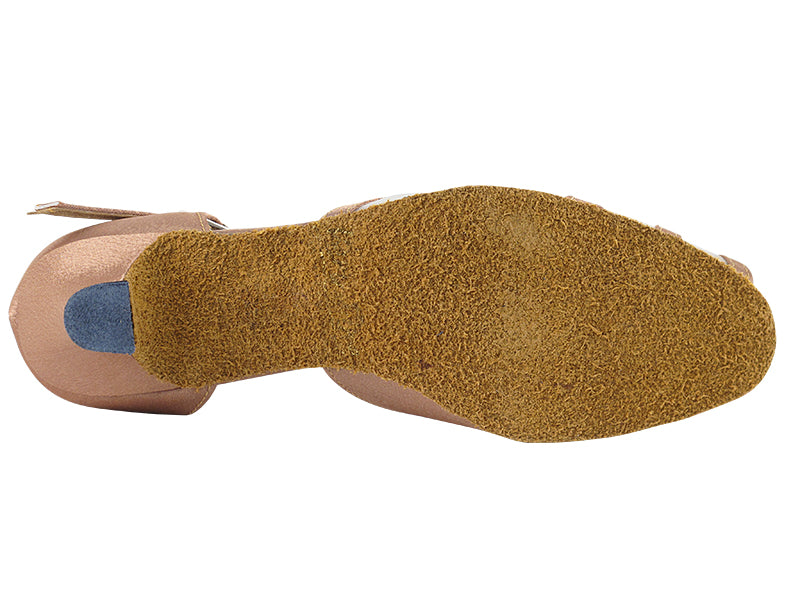 6018 Brown Satin & Flesh Mesh