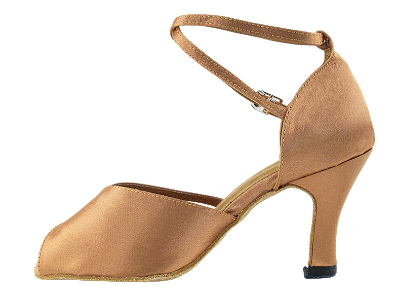 6018 Brown Satin & Flesh Mesh