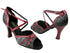 6023 102 Black Flower & 131 Red Patent Trim with 3" Heel in the photo