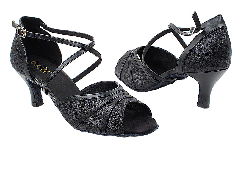 6023 127 Black Stardust_Black PU Trim with 2.75" Heel in the photo