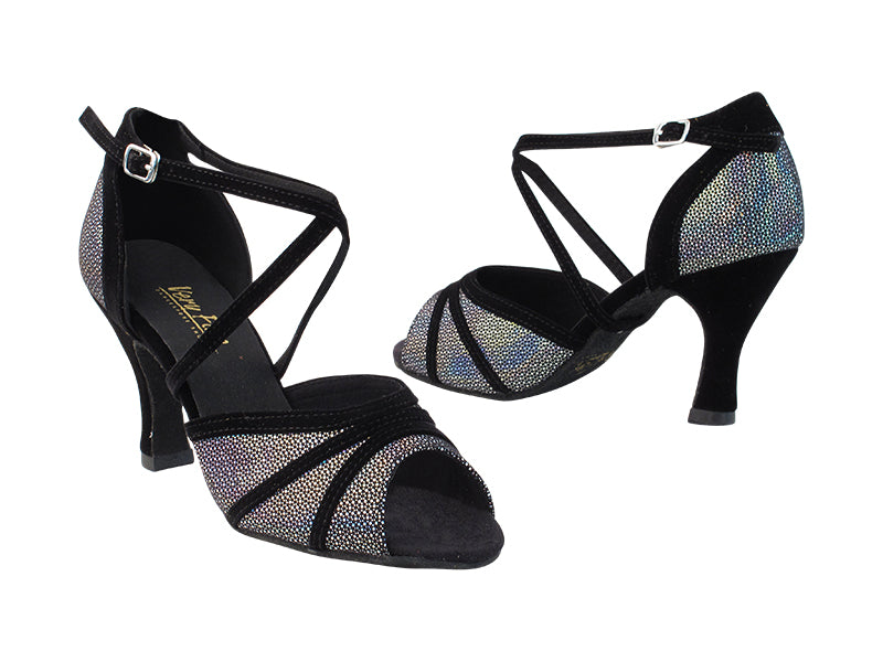 6023 322 Black Iridescent Diamond Velvet_36 Black Velvet Trim with 3" Heel in the photo