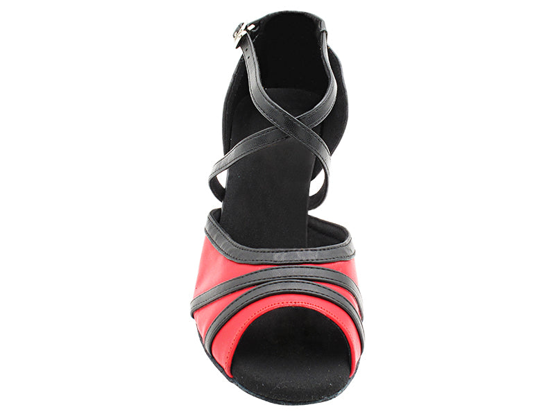 6023 Red Leather_Black Leather Trim with 2.5" Spool Heel (PG) in the photo