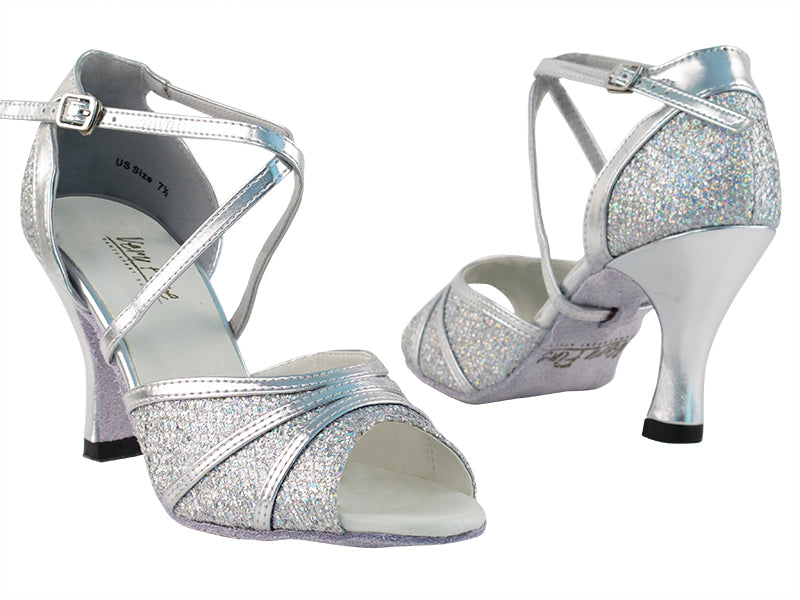 6023 Silver Sparklenet & Silver Trim with 3" Heel in the photo