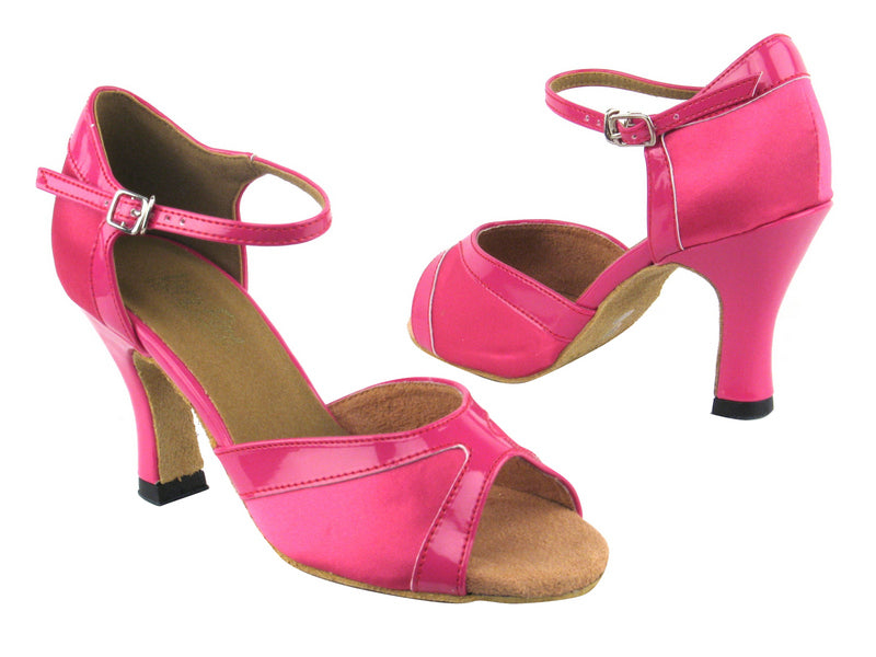 6024 246 Pink Satin_260 Pink Patent Trim with 3" Heel in the photo