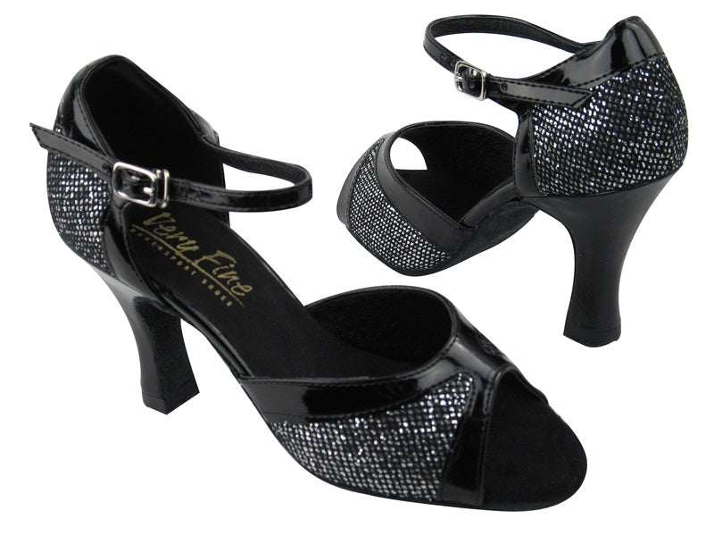 6024 Black Sparklenet_Black Patent with 3" heel in the photo