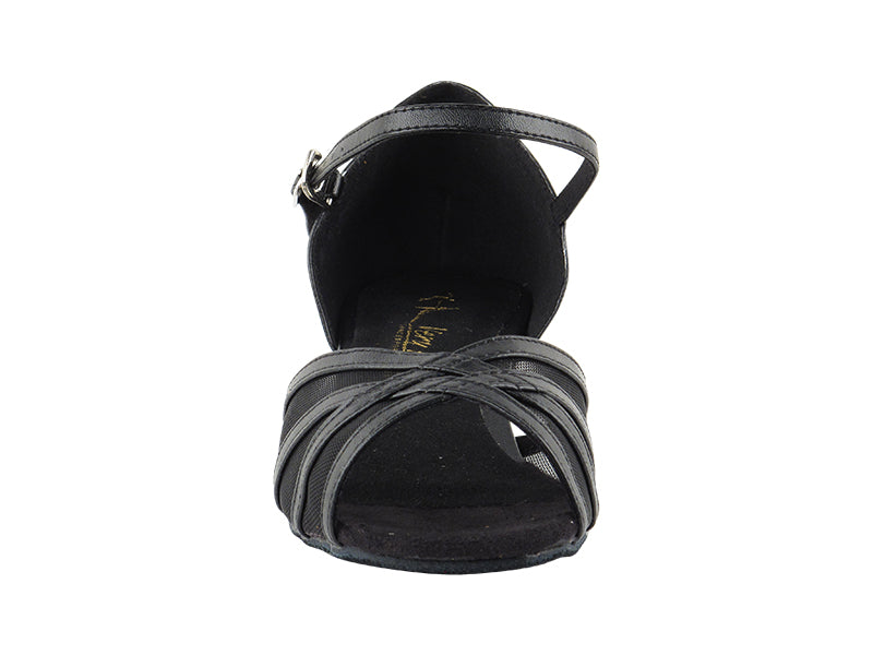 6027FT Black Leather_Black Mesh with 1" Flat Heel in the photo