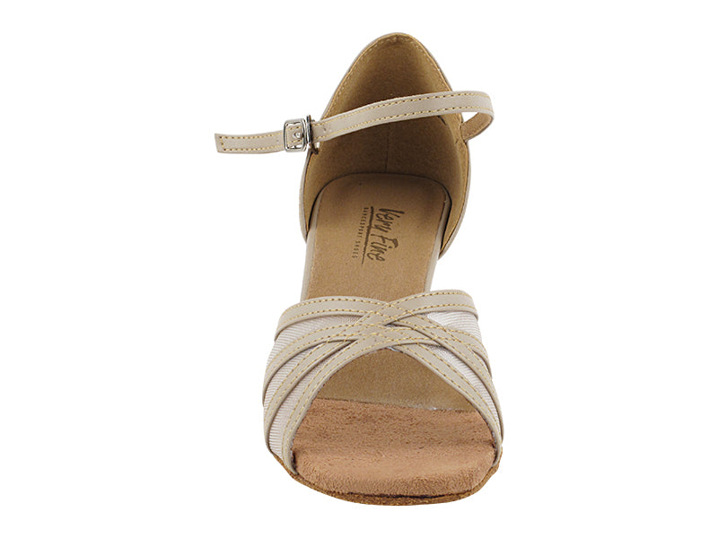 6027 Tan Leather & Flesh Mesh with 2.5" Heel in the photo