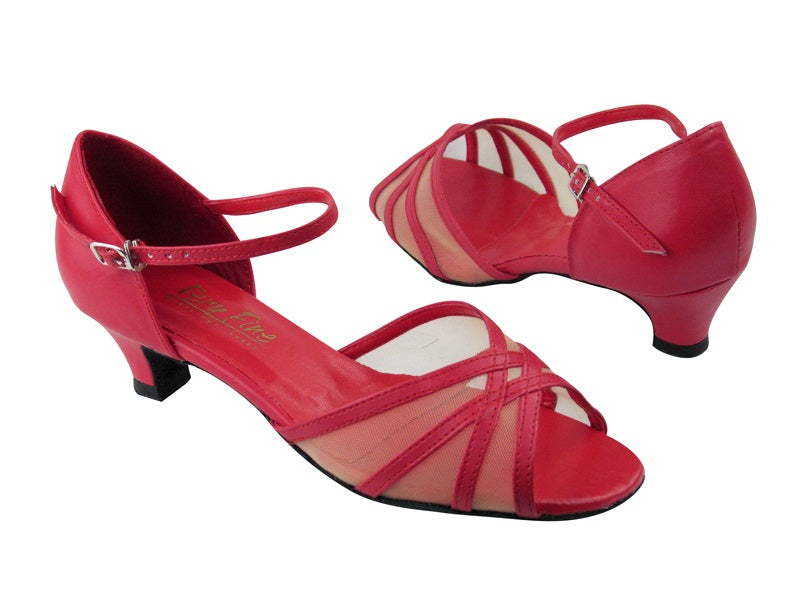 6027 Red Leather_Flesh Mesh with 1.3" Cuban heel in the photo