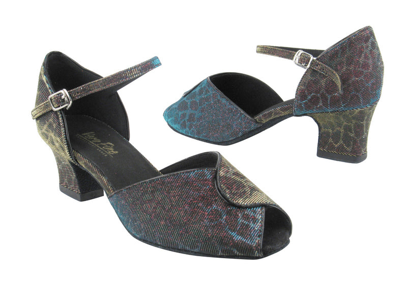 6028 95 Blue Illusion_Black Patent Trim with 2" Thick Cuban heel in the photo