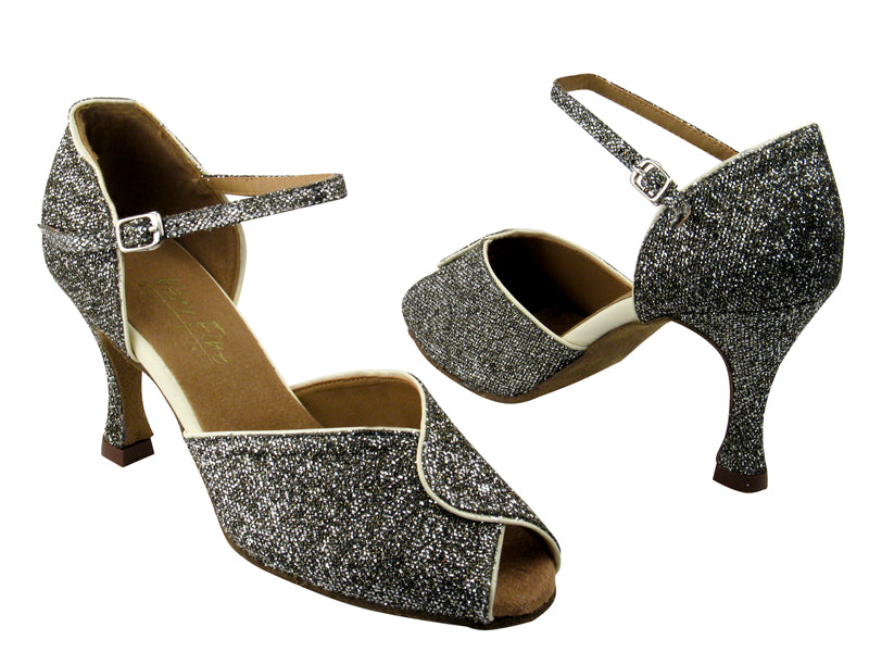 6028 101 Sparklenet & 15 Creamy White Leather Trim with 3.5" Heel in the photo