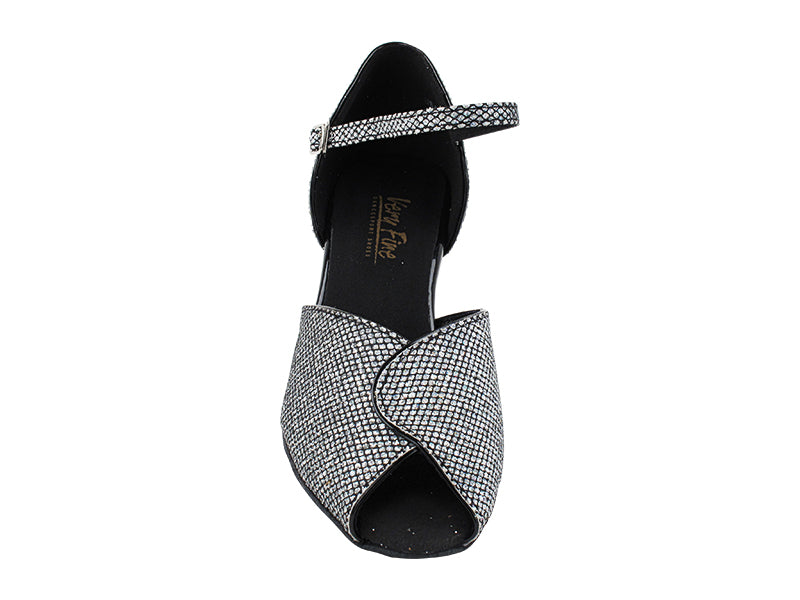 6028 Black Sparklenet & Black Trim with 2.5" Heel in the photo