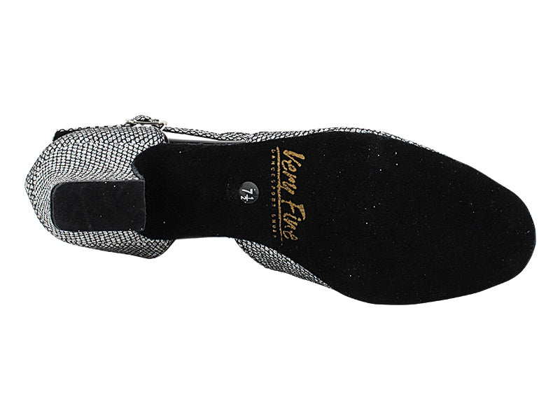6028 Black Sparklenet & Black Trim with 2" Thick Cuban Heel in the photo