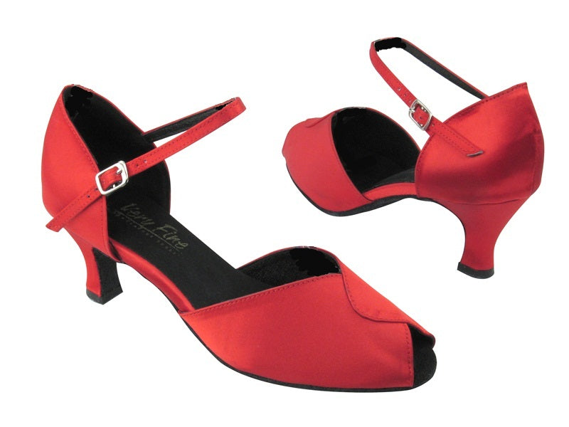 6028 Red Satin with 2.5" Low heel in the photo