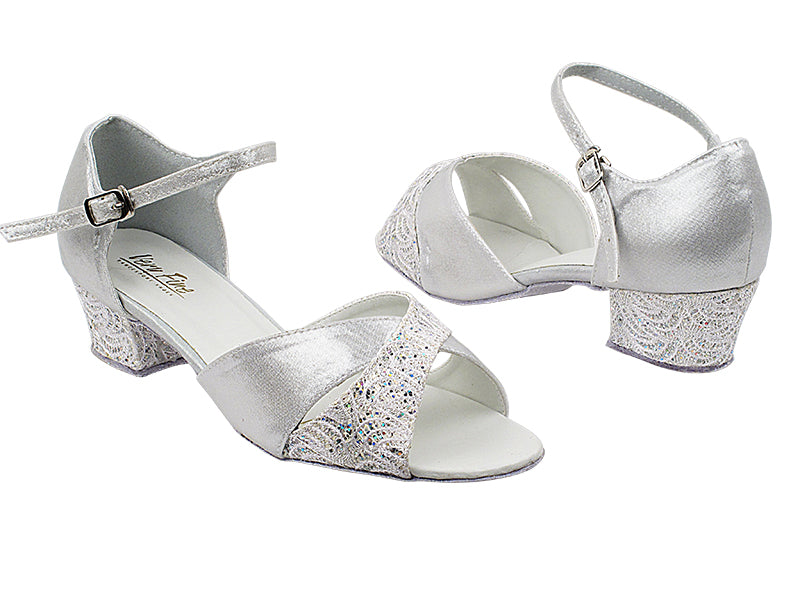 6029 141 White_F_H_259 Silver Satin_F_B with 1.5" Medium Heel in the photo
