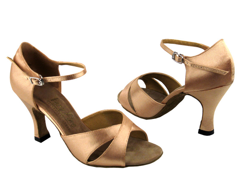 6029 Brown Satin with 3" Heel in the photo