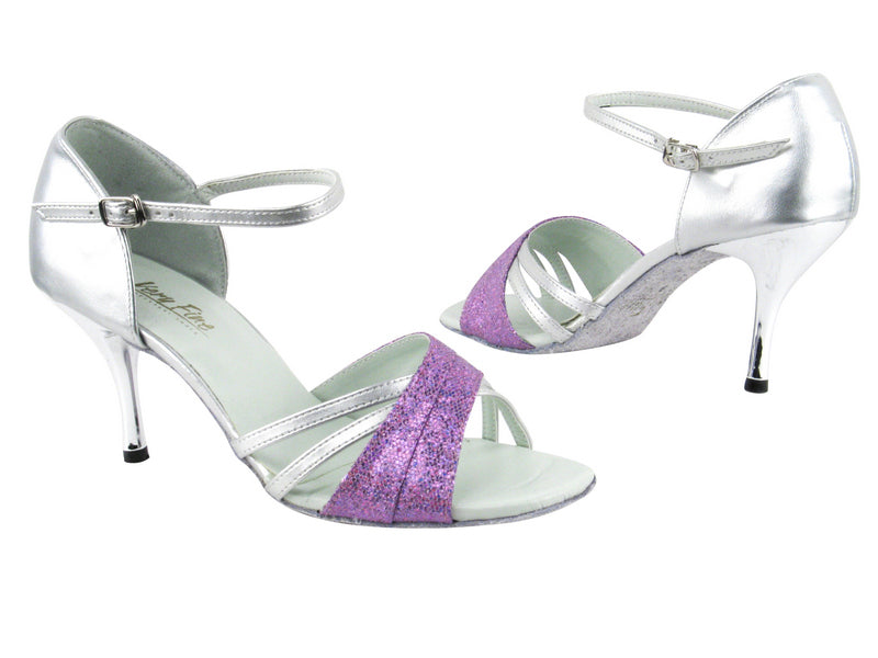 6030 109 Purple Scale_151 Soft Silver PU with 3" Slim Silver Plated Heel in the photo