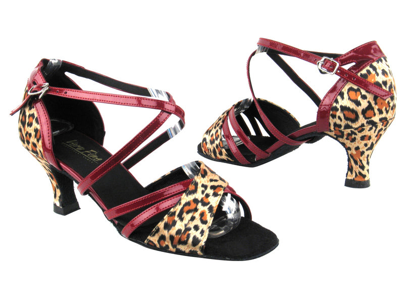 6030 152 Leopard Satin_131 Red Patent_6023 BackStrap with 2.5" Heel in the photo