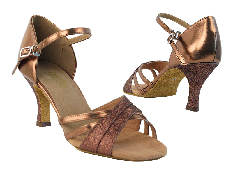 6030 212 Copper Stardust_171 Dark Tan Gold PU with 2.75" heel in the photo