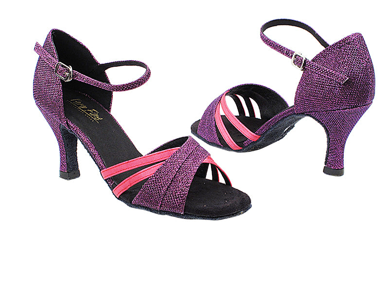 6030 274 Purple Glitter_246 Pink Satin Trim with 3" Heel in the photo