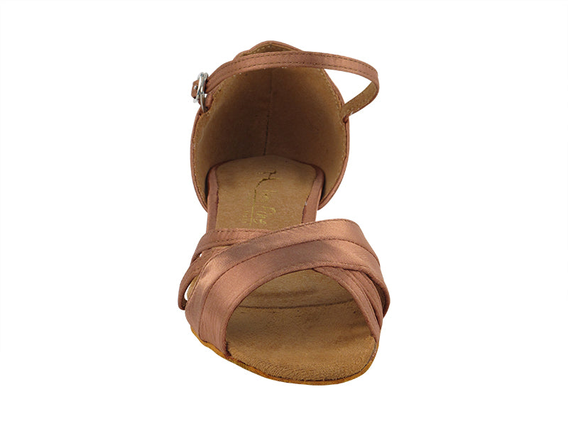 6030FT Tan Satin with 1" Flat Heel in the photo